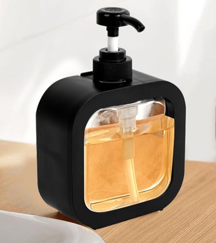 Image of Soap Dispenser, Multifunctional, Bathroom & Kitchen, Liquid Dish Wash One-Hand Dispensing, Black, 17oz