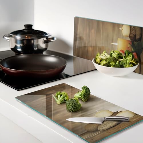 Planche à découper en verre 2x30x52 cm pour protéger et décorer votre cuisine - 4