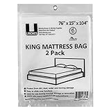 uBoxes King Mattress bags 2 Pack 76x15x104 Poly Bags Protective Moving Storage