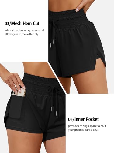 ATTRACO Women's 3" High Waisted Swim Board Shorts Quick Dry Flowy Board Shorts with Pockets4