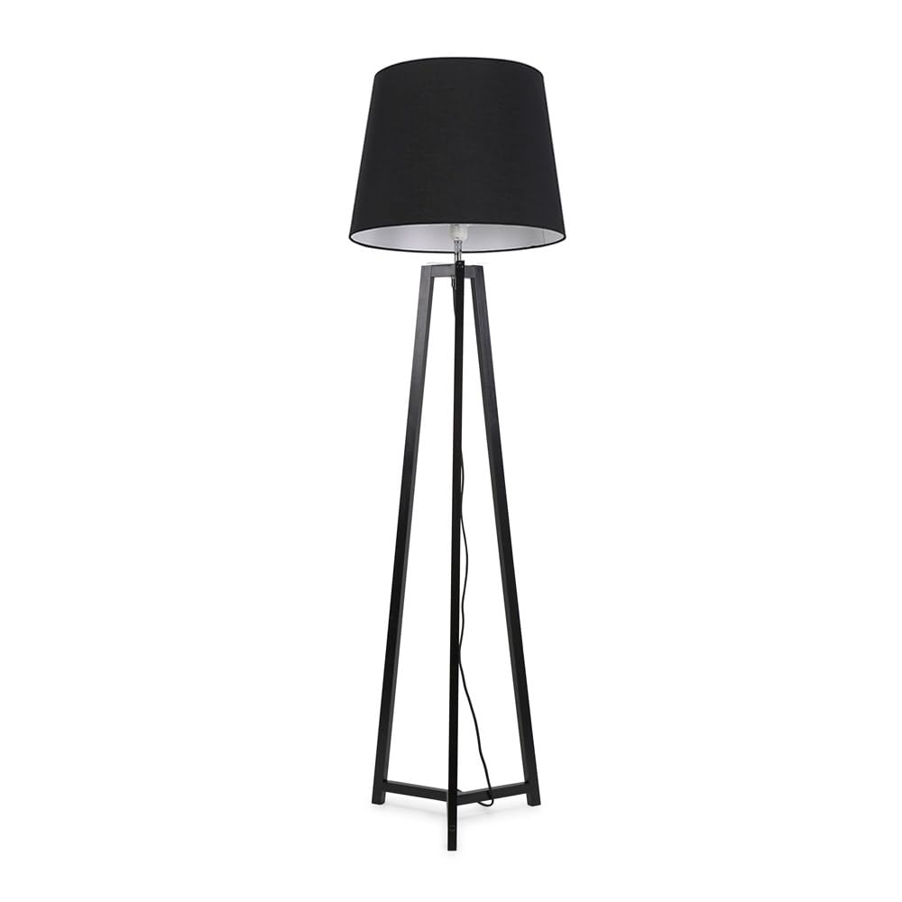 Valuelights Black | Wood Tripod Floor Lamp With Tapered Fabric Lampshade Living Room Light | Floor Lamps, Home Décor & Improvement Essential
