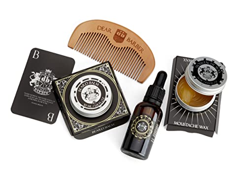 Dear Barber BEARD CARE ESSENTIALS Gift Set for Men – Includes Beard Oil 30ml, Beard Balm 30ml, Moustache Wax 25ml & Pear Wood Beard Comb - Beard Grooming Kit - Image 5