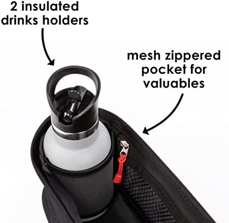 Diono Buggy Buddy Universal Stroller Organizer with Cup Holders, Secure Attachment, Zippered Pockets, Safe & Secure, Black - 2