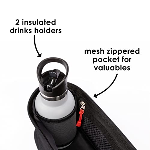 Image of Diono Buggy Buddy Universal Stroller Organizer with Cup Holders, Secure Attachment, Zippered Pockets, Safe & Secure, Black