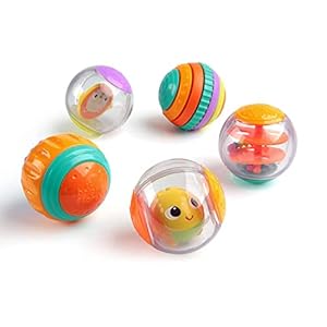 Bright Starts Shake & Spin 5 gemakkelijk grijpbare speelballen die rammelen, cirkelen, klikken en nog veel meer, vanaf 6…