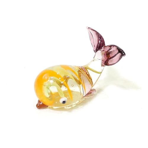 GAYEGF Mini statuetta in vetro a forma di balena, ornamento artigianale in filo dorato, piccola statua a forma di animale marino, per casa, scrivania, acquario, accessori decorativi, 1 pezzo prugna