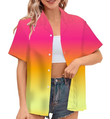 Image of SANGTREE Girls & Women's Hawaiian Shirts Button Down Short Sleeve Floral Tropical Shirt Beach Vacation Blouse Tops