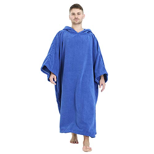 Winthome Surf Poncho Changing Robe, Hooded Towel Poncho| Thick Quick Dry Microfiber Wetsuit Beach Poncho Swimming Equipment for Adults Toddlers (Classic Blue, M)