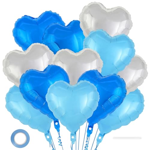 Image of 12 Pcs Colorful Heart Balloons,18 Inch Heart Foil Balloons Love Balloon Valentine Balloon for Birthday Party Wedding Engagement Party Baby Shower Valentine Day Decorations
