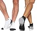 Physix Gear Short Compression Socks for Men & Women - Best Low Compression Socks Women & Men with Arch Support, Ideal for Running, Plantar Fasciitis Comfort, and Swelling - Ankle, Grey/White, S/M