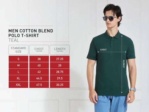 Image of Campus Men Cotton Blend Polo T-Shirt