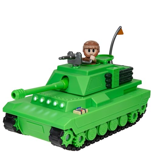 DevSeries Brookhaven Feature Tank Vehículo de 7.5 Pulgadas con Luces, Bandas de Rodadura de Trabajo, torreta de expulsión, Figura de 2.75 Pulgadas y código Virtual Exclusivo del artículo