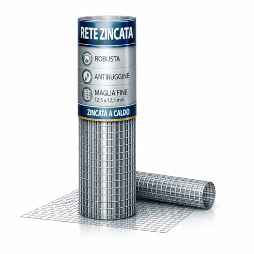 Rete Recinzione Elettrosaldata ZINCATA Maglia Stretta Quadra 12,5 mm Spessore