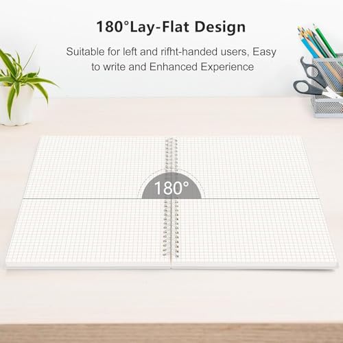 Image of A5 Graph Paper Notebooks, 5.5 x 8.2 inches, GRID Book,100 GSM Premium Paper, 480 Pages, Waterproof Cover, Set of 3 (Grid)