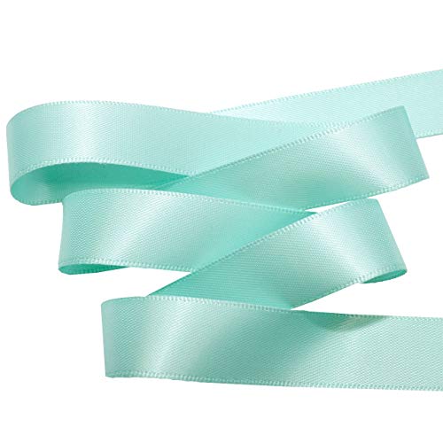 Image of Morex Ribbon 08816 /50-314 Double Face Satin Ribbon, 3 /8 inch x 50 Yd, Aqua