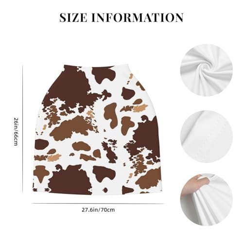 Image of Cow Print Brown Western Baby Stuff Car Seat Cover for Baby,Mom Nursing Breastfeeding Covers,Multi-Use Car Seat Canopy Carrier Cover,Newborn Shower Gift for Boys Girls