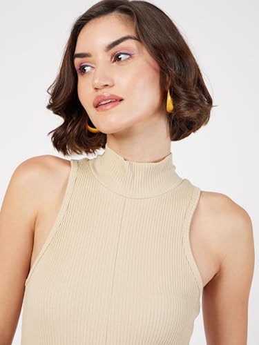 Image of Sassafras Women Rib Turtle Neck Sleeveless Midi Dress