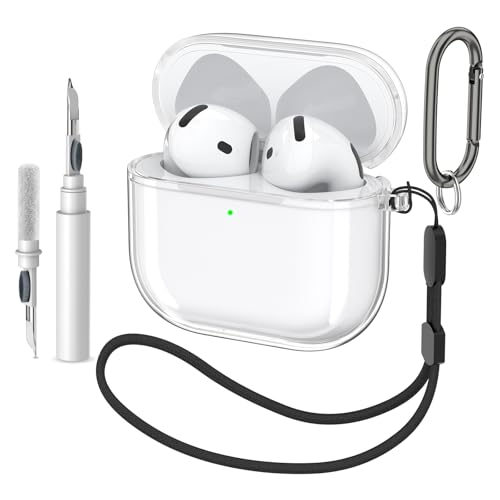 Vanjua for AirPods 4 Case Clear Soft TPU Transparent with Cleaning Kit & Keychain Compatible Apple AirPods 4th Generation Protective Case Cover
