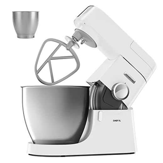 Kenwood Chef XL KVL4101W - Robot de cocina (6,7 L, acero inoxidable, sistema de seguridad Interlock, 1200 W, incluye 3 piezas de pastelería y 2 boles), color blanco