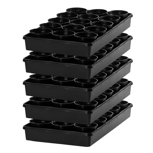 Pullmer 15x Anzuchttöpfe rund mit Untersetzer, Pflanztöpfe für Stecklinge & Samenanzucht, mit Tablett, Shuttle-Trageschalen (Anzuchttöpfe ø15 + Untersetzer; 5 Pack)