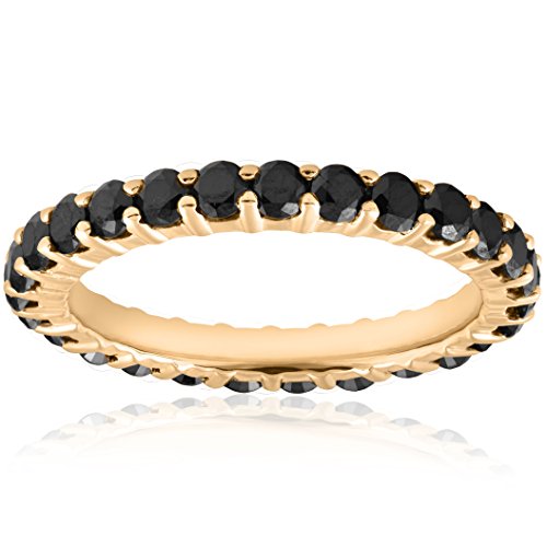 Pompeii 1 1/2ct Black Diamond Eternity Ring 14k Yellow Gold Womens Stackable Band