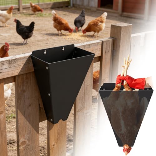 REILEIHODE Chicken Cone for Butchering: 10 lbs Metal Poultry Restraining Cone Flat Back Design Easy to Clean Medium Chicken Processing Equipment for Laying Hens Broilers and Turkeys