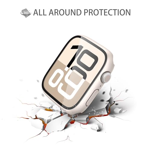 Image of Misxi Case with Screen Protector for 42mm Apple Watch Series 11 /10 | 2-Pack Cover with Tempered Glass for 11 /10, Scratch Resistant Sensitive Touch Protection, Starlight
