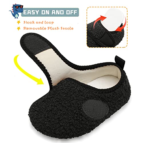 Scurtain Toddler Warm Winter House Slippers Baby Boys Girls Indoor Home Slippers Black Infant Size 10-10.53