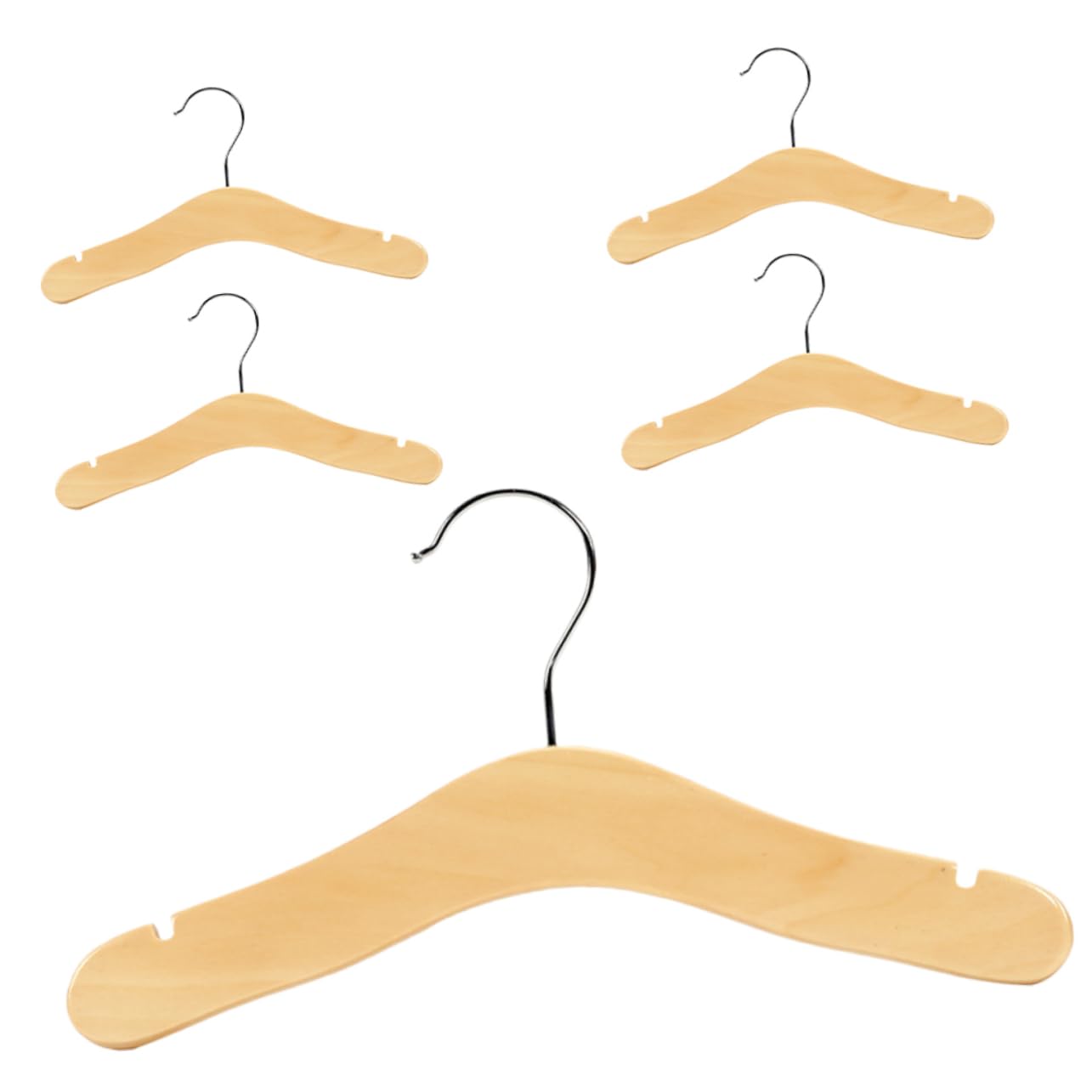 LALADEFIEE 5 pcs Wooden Hangers Clothes Hangers for Smooth Finish for Nursery Closet for Hanging Clothes and Skirts