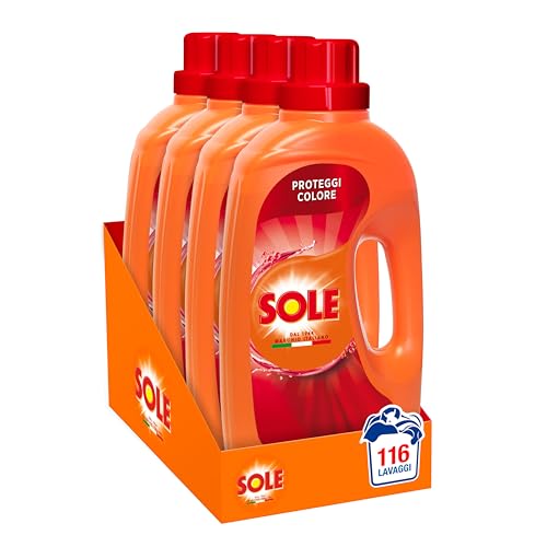 Sole Detersivo Lavatrice Proteggi colore 116 Lavaggi, (4x29), Formula igienizzante, Detersivo Lavatrice Liquido Proteggi colore, rimuove le macchie a basse temperature