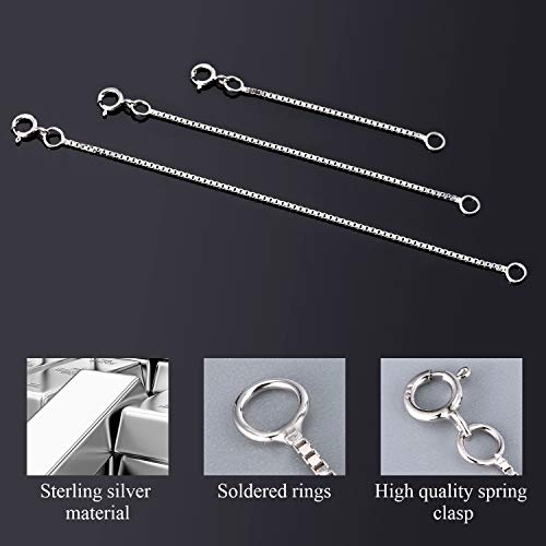 Lancharmed F0226 925 Sterling Silver Necklace Extenders Box Chain Durable Strong Removable Necklace Bracelet Anklet Extension Jewelry Making Chains  thumb #3