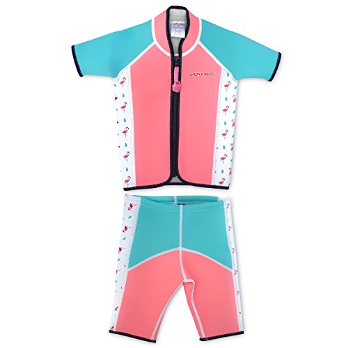 Cheekaaboo Twinwets Kids Two Piece UV Protection Thermal Swimsuit for Boys and Girls, 6-8 Years, Pink