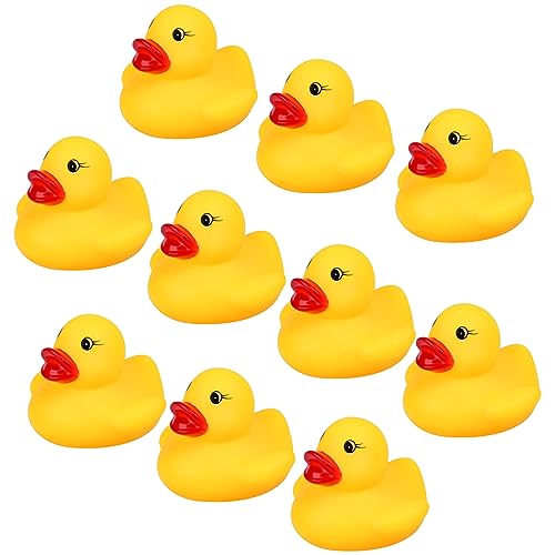 10PCS Yellow Rubber Ducks Bath Toys for Baby Toddlers Boys Girls Pool Games, Small Rubber Ducks Classic Ducks for Kids Birthday Baby Shower Party Decorations/Handwork DIY Crafts Ducks Float and Squeak