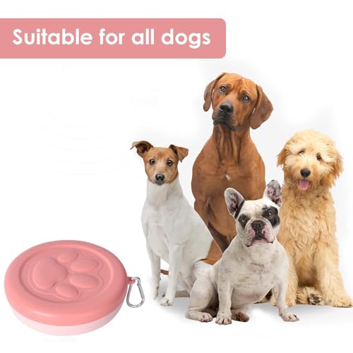 Hundenapf für Unterwegs, Tragbar Auslaufsicher Trinknapf Fressnapf mit Deckel und Karabiner, Haustier Reisenapf Fressnapf für Hunde Katzen, Ideal für Reisen, Spaziergänge & Alltag (370 ml) (Rosa)