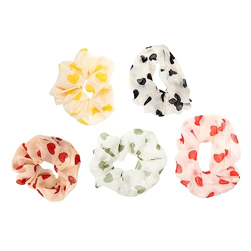 Ipetboom 5 Piezas Anillo De Cabello De Gasa Temperamento Bandas Para El Cabello Para Hombres Elásticos Coletero Rizador De Pelo Accesorios Para El Cabello De San Valentin Bigudí Agarre