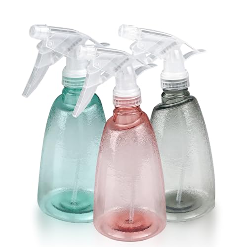 Maxentico 3 Piezas Botella Pulverizador 500 ml, Plastico Gatillo Botellas de Spray Vacías, Rellenable Transparente Atomizador Agua, para Regar Plantas de Jardín, Limpieza, Pelo, Aceites Esenciales