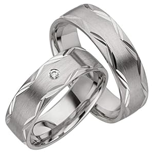 JC Trauringe 925 sterling zilver paar prijs I trouwringen met gratis gravure I partnerringen 6 mm breed incl. etui I herenring zonder & damesring met zirkonia steen I maat 48 tot 72 I A03, 925 zilver, kubische zirkonia.