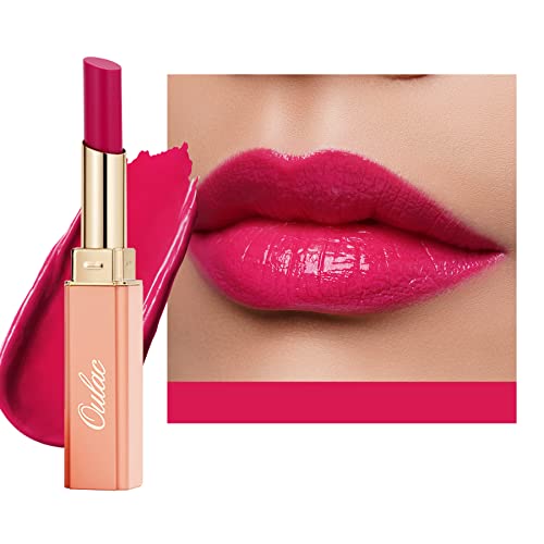 Oulac 2 in 1 Pintalabios y Bálsamo Labial Magenta- Pintalabios Brillante Hidratante, Enriquecido Con Aceite de Rosa,Acabado Brillante para Labios Secos, Agrietados y Dañados,Vegan, (09)