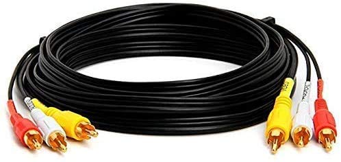 3-Male Rca To 3-Male Rca Composite Video Audio A/V Av Cable Gold Plated 1.5 Metre Length #TOP1