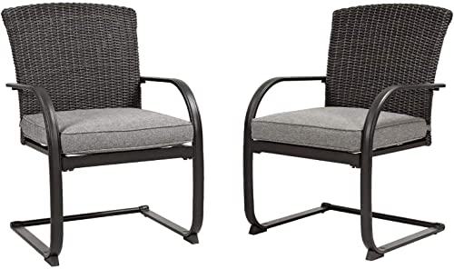 Grand Patio 2 Piece Outdoor Wicker Dining Chairs, All-Weather Spring Patio Furniture Dining Chairs Set Of 2 With Cushions For Garden Pool Backyard Lawn, Grey #TOP16