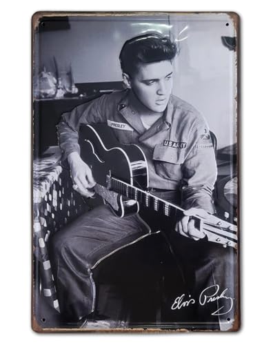 Plaque décorative vintage Elvis Presley – 30 x 20 cm | Plaque métallique rétro du roi du rock – Édition collector - Les Beatles, Paul McCartney, John Lennon, RIngo Starr, George Harrison Plaque décorative vintage Elvis Presley - 30 x 20 cm | Plaque métallique rétro du roi du rock - Édition collector