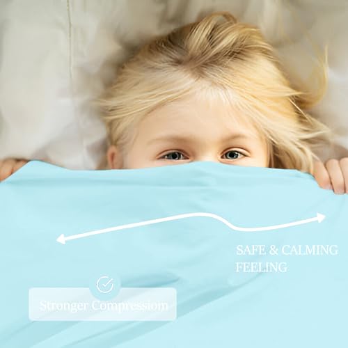 Image of Sensory Bed Sheet for Deep Pressure Therapy - Spandex Bed Sheet - Sensory Compression Blanket for ADHD, Autism - Breathable & Hypoallergenic, Turquoise, Queen Size