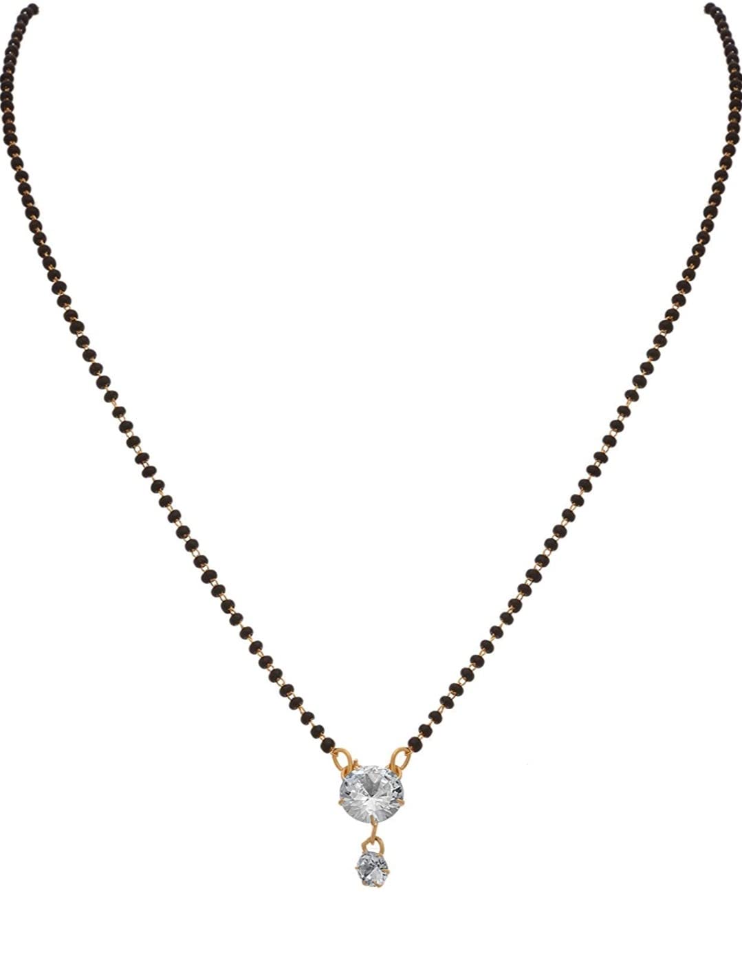 American Diamond Single Stone Mangalsutra For Women [Round Shape]