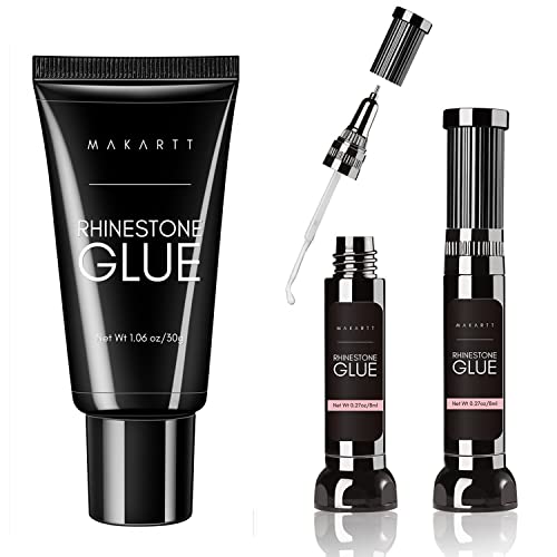 Makartt 2pcs Nail Rhinestone Glue Gel with Nail Rhinestone Glue Gel Bundle,Nail Rhinestone Glue Gel with Brush& Pen tip, Super Strong Gem Glue Gel 1.06oz for Nail Glitter Jewels Crystals