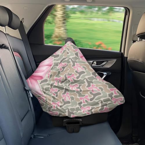 Image of Pink Bow Baby Stuff Duck Camo Car Seat Cover for Baby