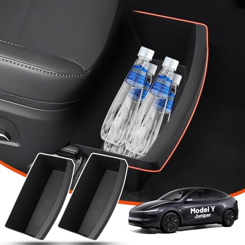 Under Seat Storage Organizer for Tesla Model Y 2025 2026 Refresh (Juniper) Upgraded TPE Double Layer Hidden Storage Box 2pc Washable Underseat Storage Organizer fit Tesla Model Y Accessories