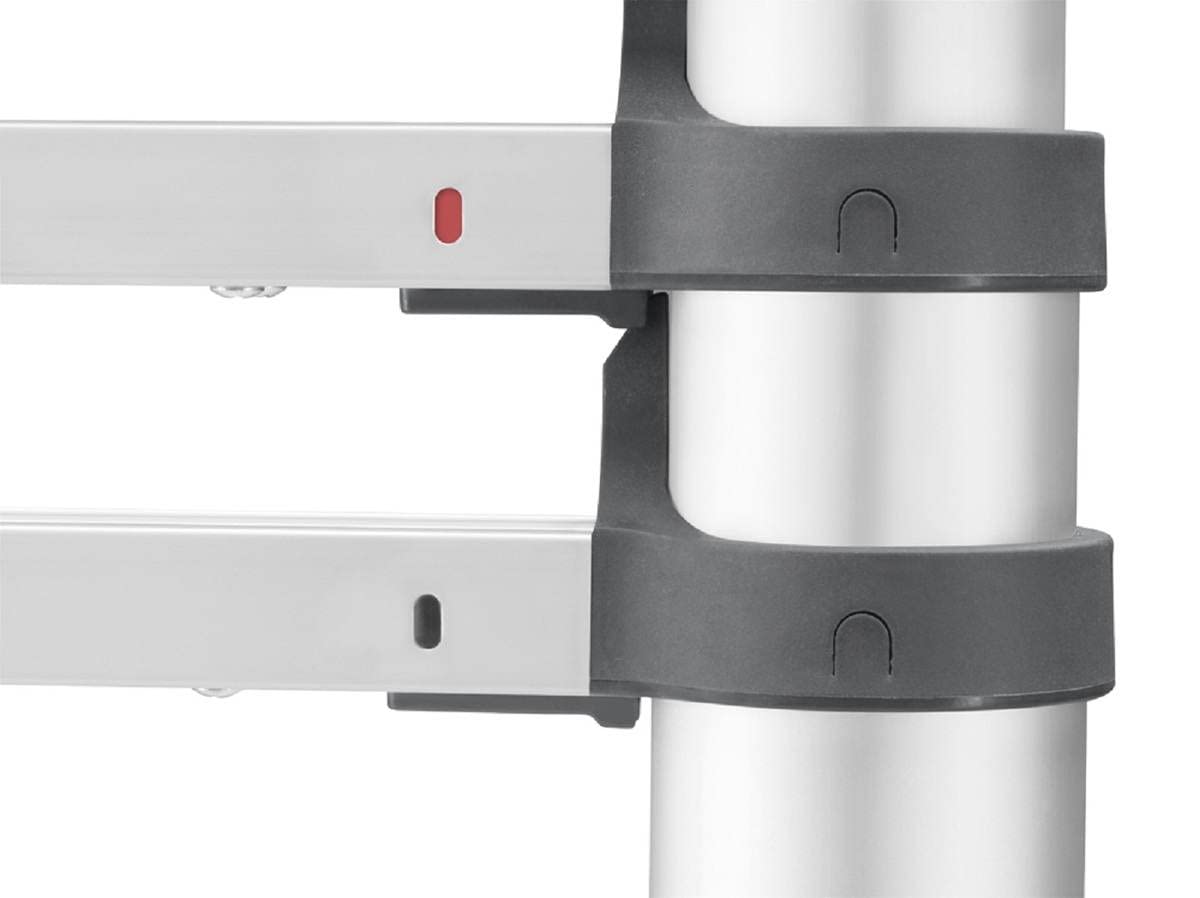 Hailo Teleskopleiter FlexLine, 1x13 Sprossen bis 150 kg, rostfreie Alu Leiter bis 3,80 m Leiterhöhe einstellbar, Silber, platzsparend zu Verstauen, Aktuelles Modell T80