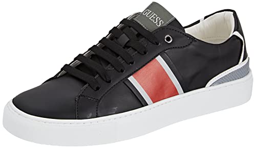 GUESS TODI Low, Sneaker Hombre, Negro Y Rojo, 43 EU