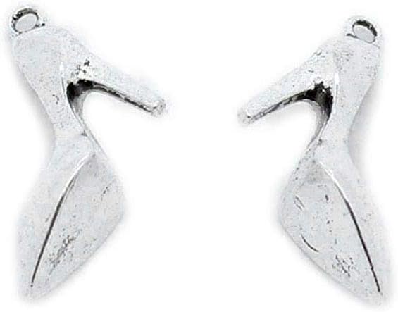 390 Pieces Antique Silver Tone Jewelry Charms Suppliers Arts Crafts Making Beading Findings Crafting Y8XA2D High Heels Shoes