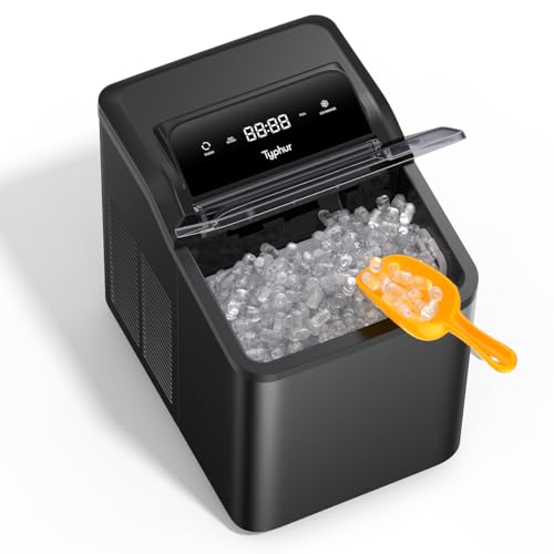 Image of Typhur Fast Nugget Ice Maker Countertop, Self-Cleaning Chewable Ice Machine & 8-Pack Cleaners, LED Display, Produces 35 lbs /Day Soft Pebble Ice, Perfect for Kitchen, RV and Bar (Metallic Black)